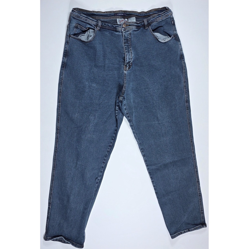 Bill Blass Jeans Women's 20W Dark Wash Stretch Straight Leg High Rise Denim Blue